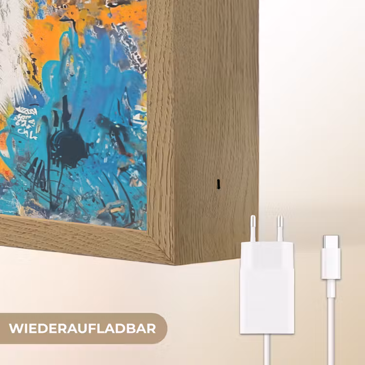 Street art - Tijger - Wit - Graffiti - Dieren Light Box met batterij (Wandlamp) middel -USP_websiteoplaadbaarDE