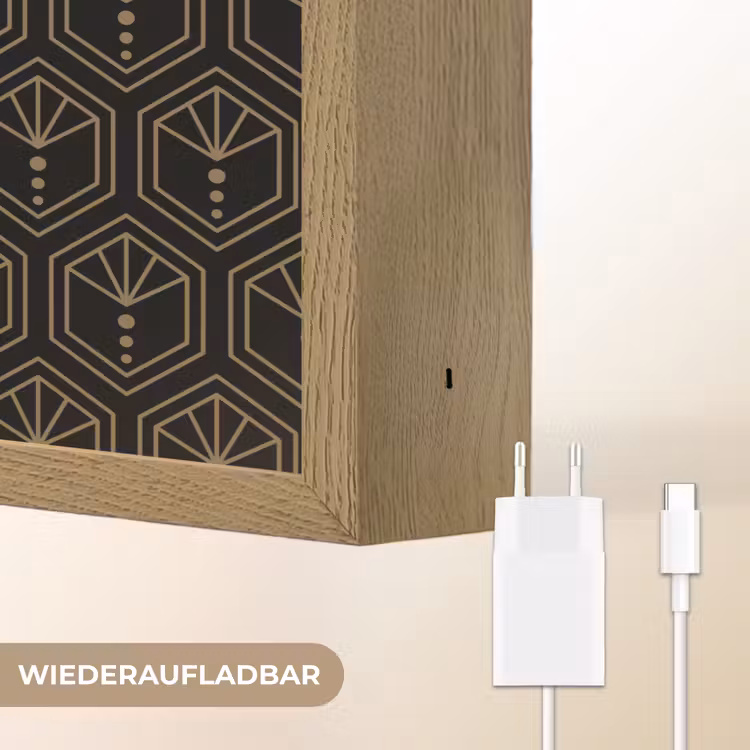 Zonnestraal - Zwart - Goud - Stippen Light Box met batterij (Wandlamp) middel 907 -USP_websiteoplaadbaarDE
