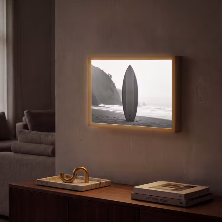 Surfplank - Zand - Zee Light Box met batterij (Wandlamp) middel -sfeer1