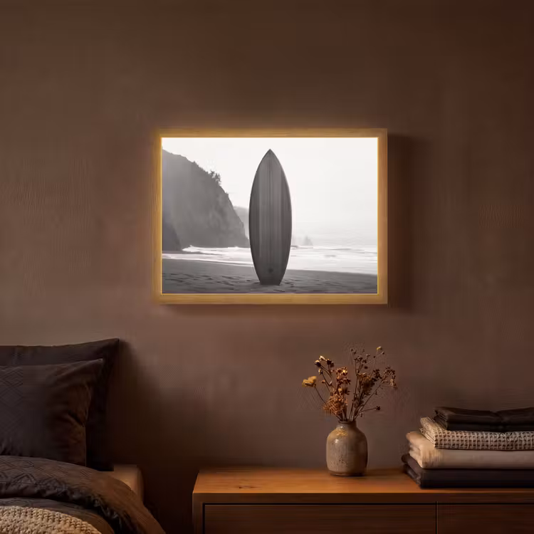 Surfplank - Zand - Zee Light Box met batterij (Wandlamp) middel -sfeer4
