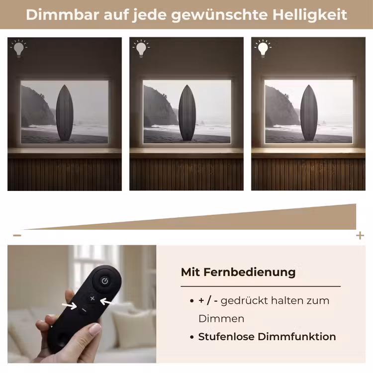 Surfplank - Zand - Zee Light Box met batterij (Wandlamp) middel -USP_dimbaarDE