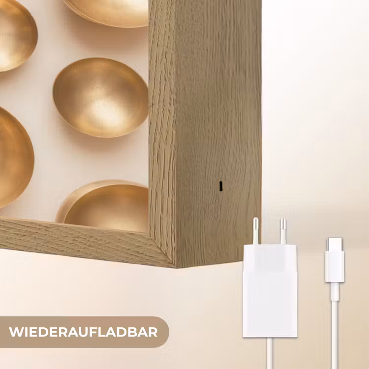 Symmetrisch - Goud - Brons - Balans Light Box met batterij (Wandlamp) middel -USP_websiteoplaadbaarDE