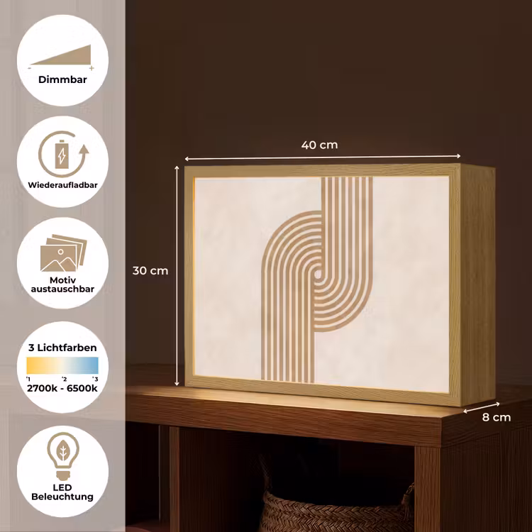 Symmetrische bocht - Koperkleurig Light Box met batterij (Wandlamp) middel -USP_websiteoverzichtDE