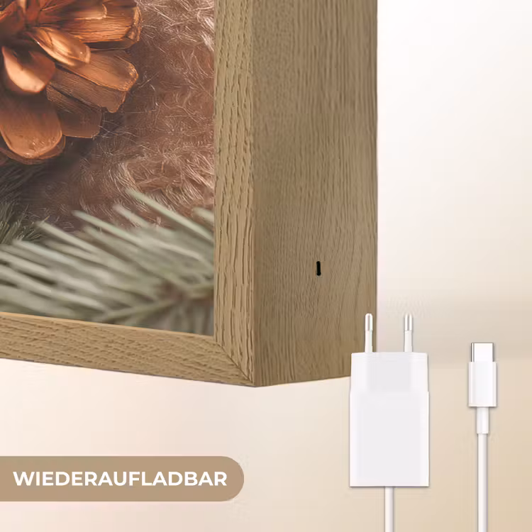 Dennenappels - Boom - Winter - Natuur - Bruin Light Box met batterij (Wandlamp) middel -USP_websiteoplaadbaarDE