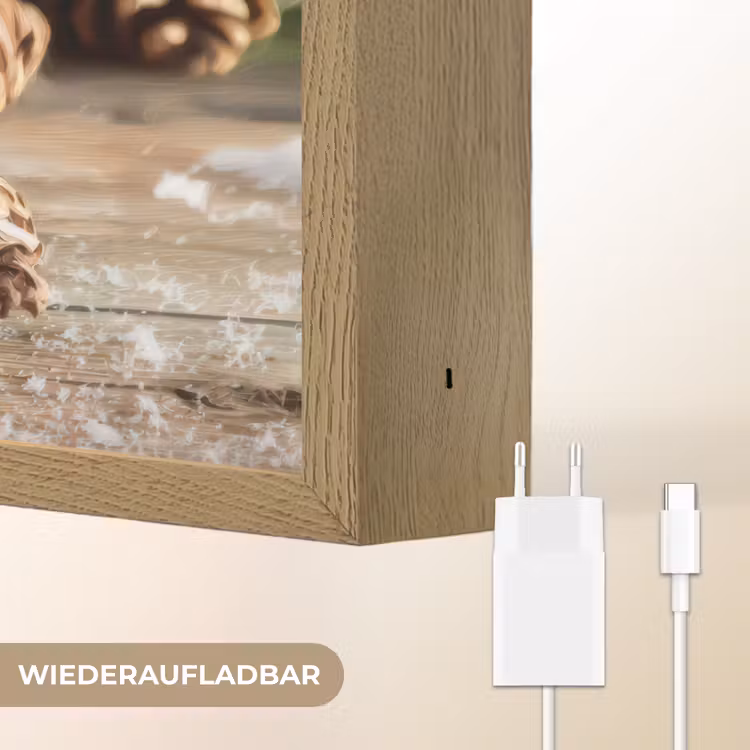 Dennenappels - Kerstsfeer - Bruin - Groen Light Box met batterij (Wandlamp) middel -USP_websiteoplaadbaarDE