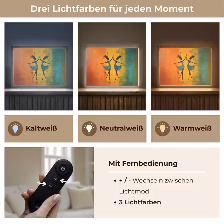 Dansen - Vrouwen - Verfstructuur Light Box met batterij (Wandlamp) middel -USP_lichtkleurDE