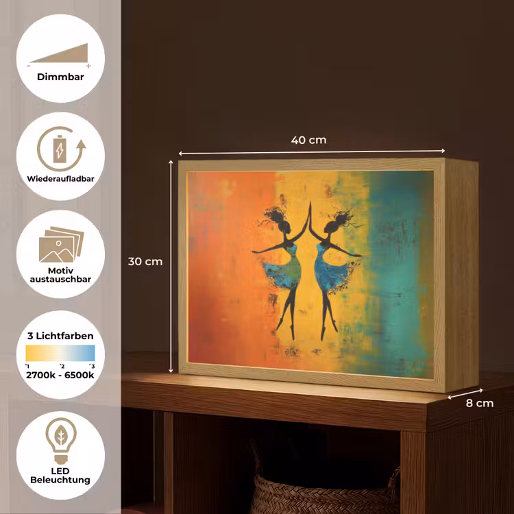 Dansen - Vrouwen - Verfstructuur Light Box met batterij (Wandlamp) middel -USP_websiteoverzichtDE