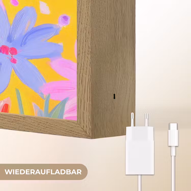 Tas - Roze - Bloemen Light Box met batterij (Wandlamp) middel -USP_websiteoplaadbaarDE