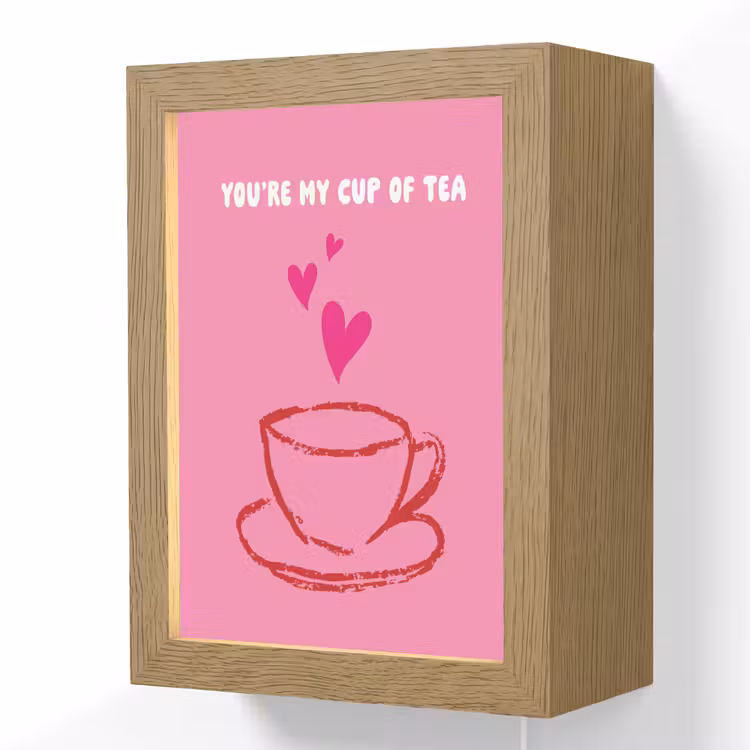 Thee - Roze - Valentijn - Tekst Light Box met kabel (Wandlamp) klein -3d