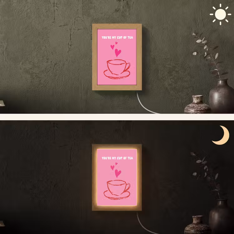 Thee - Roze - Valentijn - Tekst Light Box met kabel (Wandlamp) klein -sfeer3