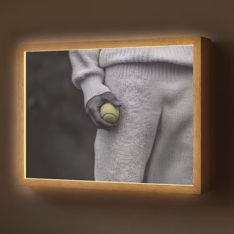 Tennisbal - Zwart - Wit Light Box met batterij (Wandlamp) middel -z3d_website