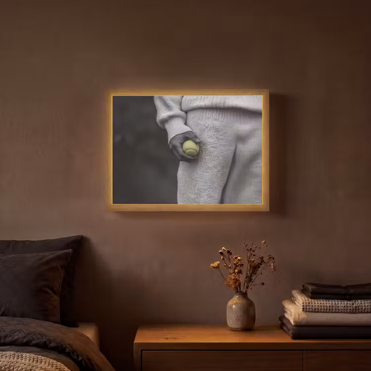 Tennisbal - Zwart - Wit Light Box met batterij (Wandlamp) middel -sfeer4