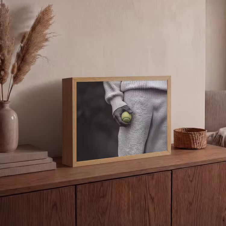 Tennisbal - Zwart - Wit Light Box met batterij (Wandlamp) middel -sfeer2