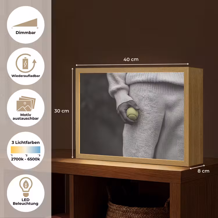 Tennisbal - Zwart - Wit Light Box met batterij (Wandlamp) middel -USP_websiteoverzichtDE