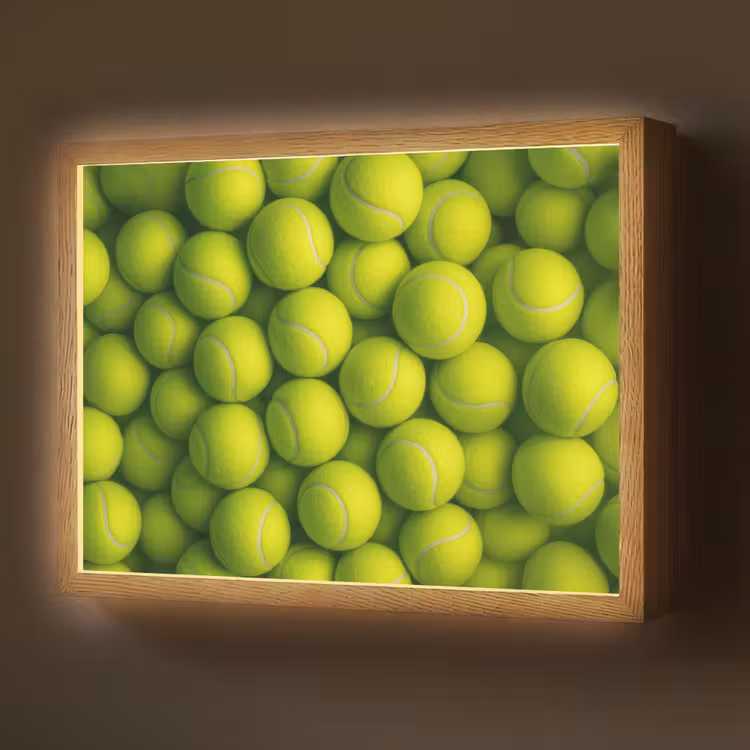 Tennisballen - Bal - Geel Light Box met batterij (Wandlamp) middel -z3d_website