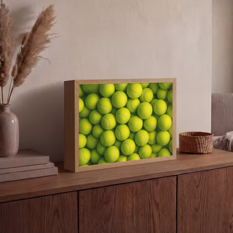 Tennisballen - Bal - Geel Light Box met batterij (Wandlamp) middel -sfeer2