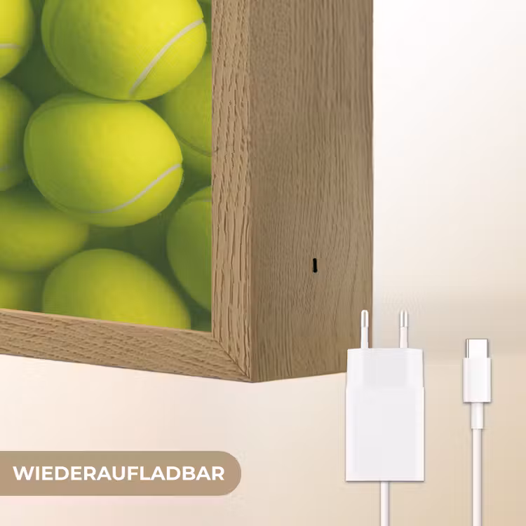 Tennisballen - Bal - Geel Light Box met batterij (Wandlamp) middel -USP_websiteoplaadbaarDE