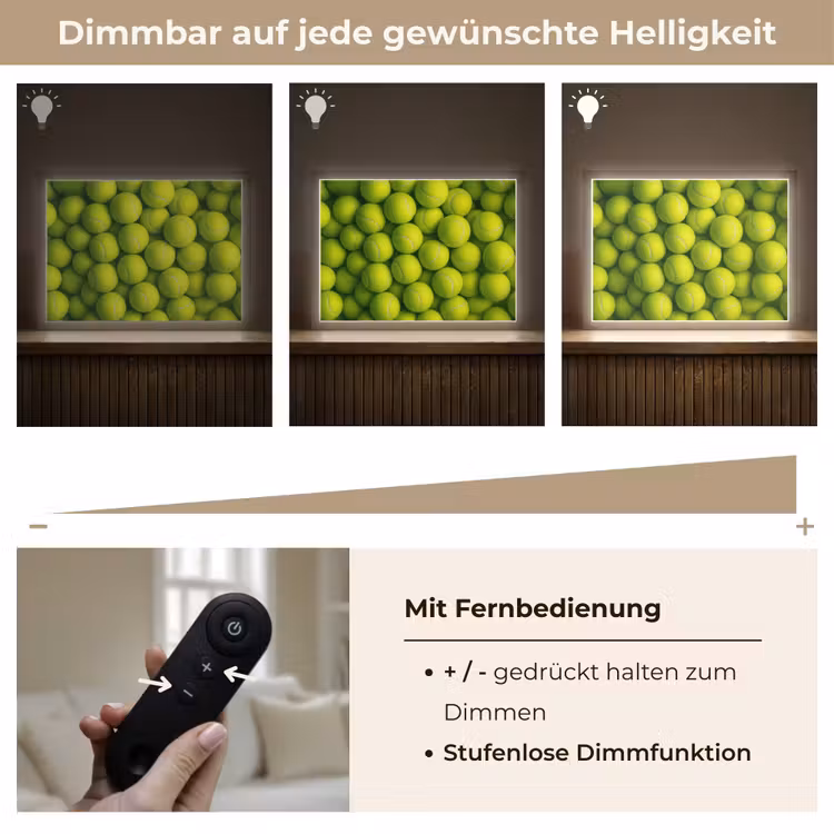 Tennisballen - Bal - Geel Light Box met batterij (Wandlamp) middel -USP_dimbaarDE