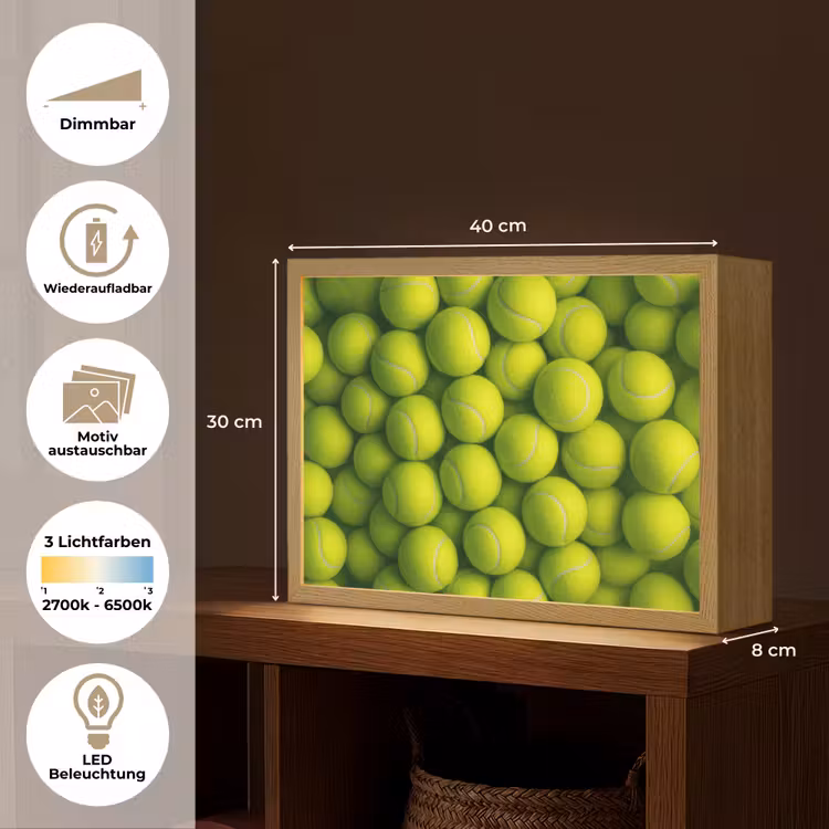 Tennisballen - Bal - Geel Light Box met batterij (Wandlamp) middel -USP_websiteoverzichtDE
