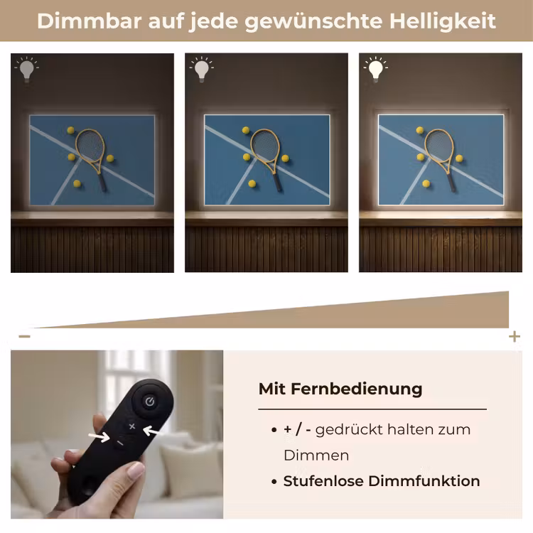 Tennisracket - Bal - Blauw - Veld Light Box met batterij (Wandlamp) middel -USP_dimbaarDE