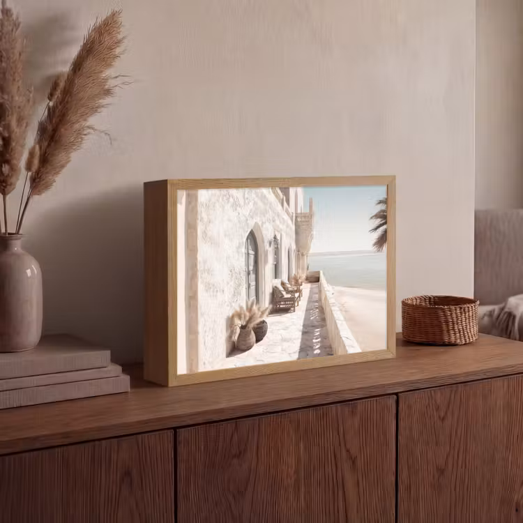 Terras - Stoelen - Strand - Beige Light Box met batterij (Wandlamp) middel -sfeer2