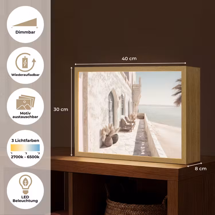 Terras - Stoelen - Strand - Beige Light Box met batterij (Wandlamp) middel -USP_websiteoverzichtDE