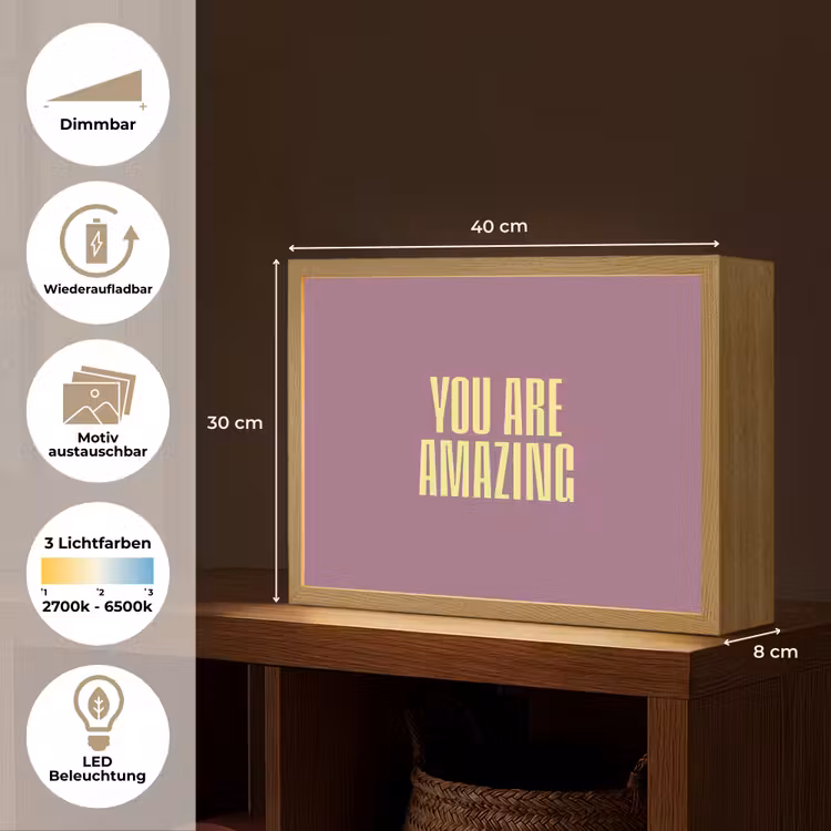 Tekst - Paars - Amazing Light Box met batterij (Wandlamp) middel -USP_websiteoverzichtDE