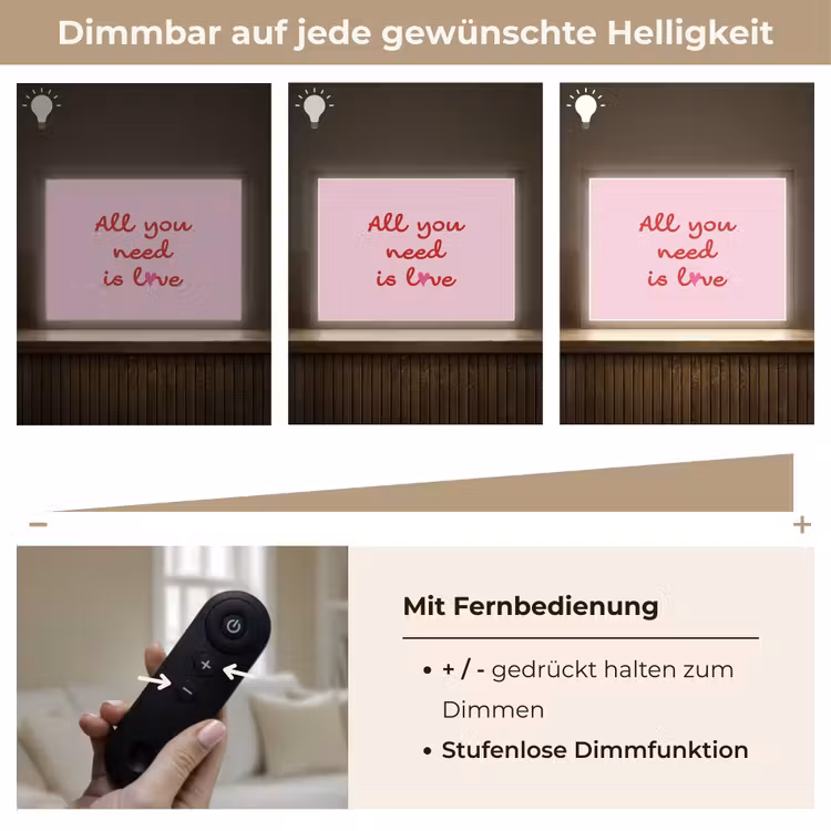 Tekst - Roze - Love - Hart Light Box met batterij (Wandlamp) middel -USP_dimbaarDE