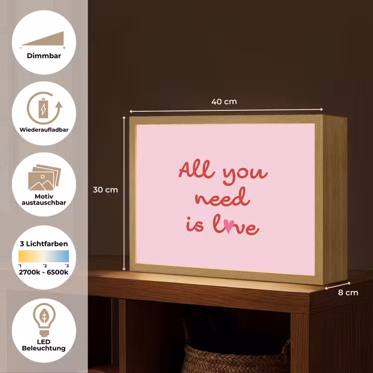 Tekst - Roze - Love - Hart Light Box met batterij (Wandlamp) middel -USP_websiteoverzichtDE