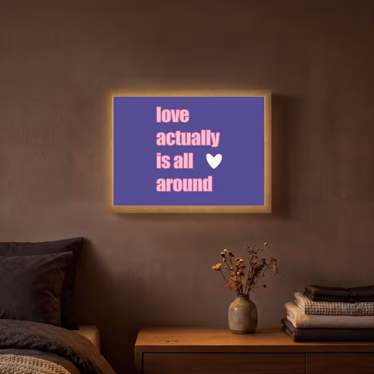 Tekst - Valentijn - Love - Blauw Light Box met batterij (Wandlamp) middel -sfeer4