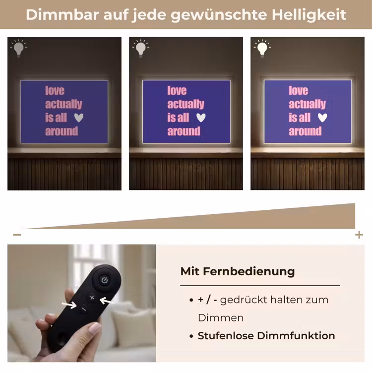 Tekst - Valentijn - Love - Blauw Light Box met batterij (Wandlamp) middel -USP_dimbaarDE