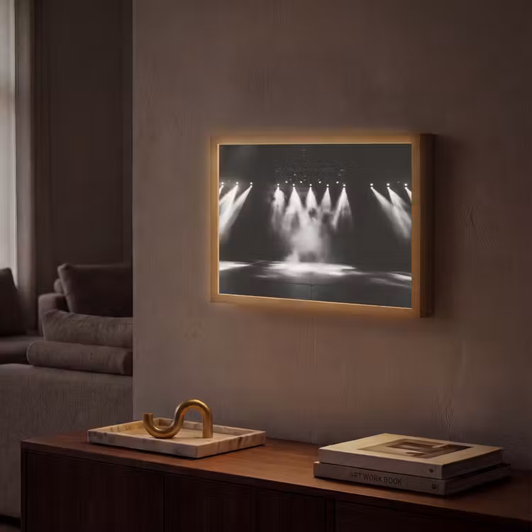 Theaterzaal - Mist - Spotlights - Zwart Light Box met batterij (Wandlamp) middel -sfeer1