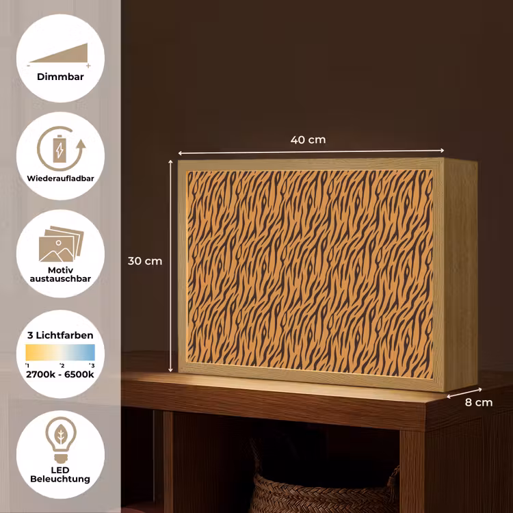Dier - Oranje - Tijger Light Box met batterij (Wandlamp) middel 907 -USP_websiteoverzichtDE