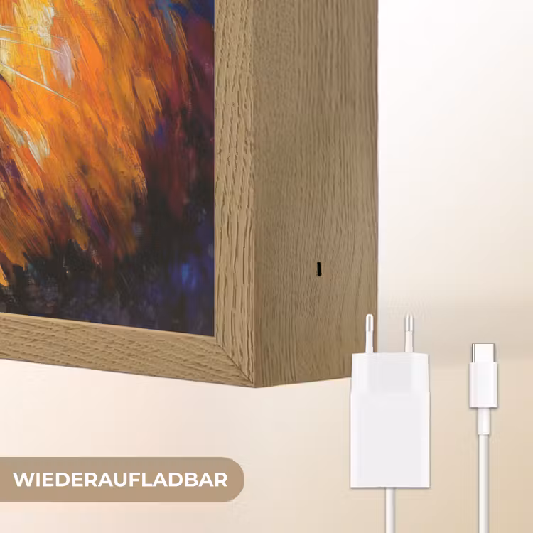 Dieren - Kunst - Leeuw - Tijger Light Box met batterij (Wandlamp) middel -USP_websiteoplaadbaarDE