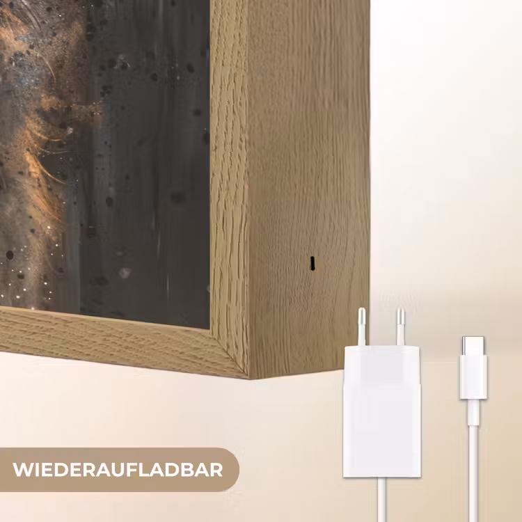 Dieren - Wolf - Portret - Zwart - Bruin Light Box met batterij (Wandlamp) middel -USP_websiteoplaadbaarDE