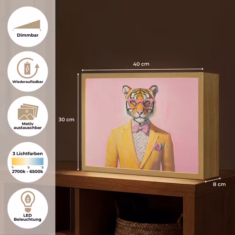 Tijger - Bril - Geel - Jasje Light Box met batterij (Wandlamp) middel -USP_websiteoverzichtDE