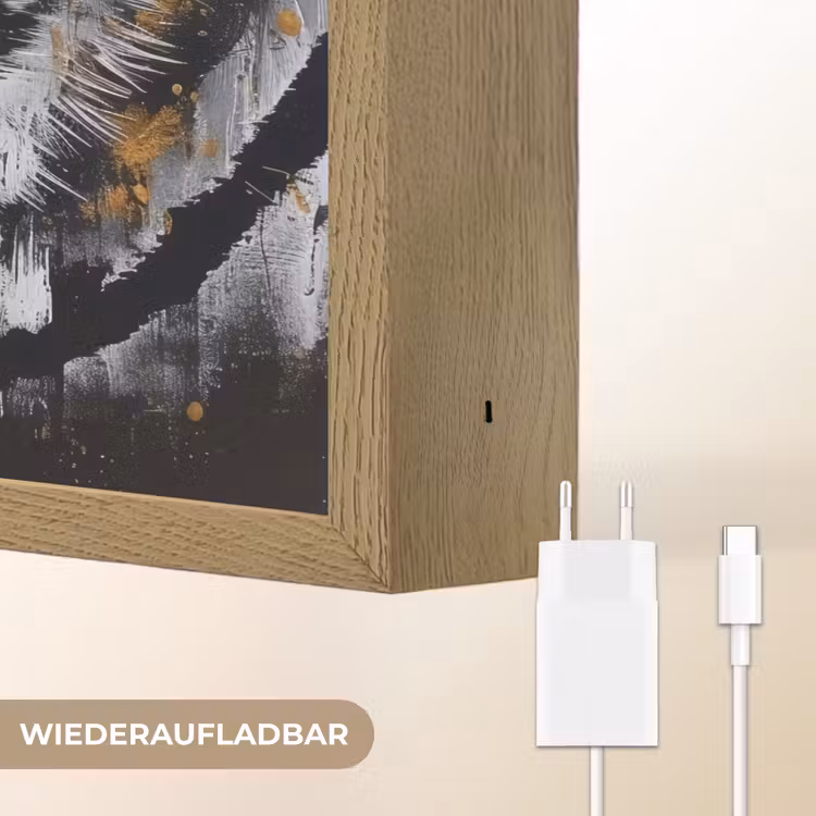 Tijger - Verfspatten - Goud Light Box met batterij (Wandlamp) middel -USP_websiteoplaadbaarDE
