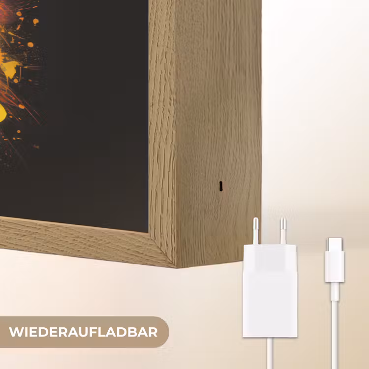 Tijger - Graffiti - Dieren - Zwart Light Box met batterij (Wandlamp) middel -USP_websiteoplaadbaarDE