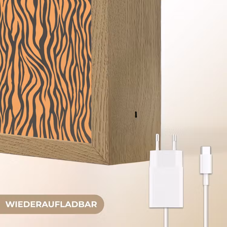 Tijger - Oranje - Patroon - Strepen Light Box met batterij (Wandlamp) middel 907 -USP_websiteoplaadbaarDE