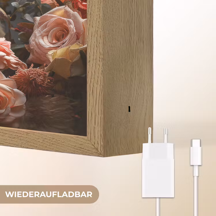 Tijger - Dier - Natuur - Bloemen - Botanisch Light Box met batterij (Wandlamp) middel -USP_websiteoplaadbaarDE