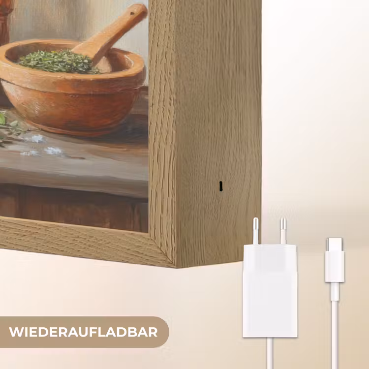 Potten - Kruiden - Hout Light Box met batterij (Wandlamp) middel -USP_websiteoplaadbaarDE