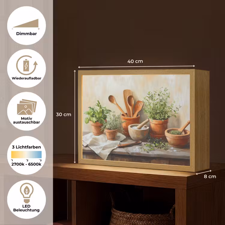 Potten - Kruiden - Hout Light Box met batterij (Wandlamp) middel -USP_websiteoverzichtDE