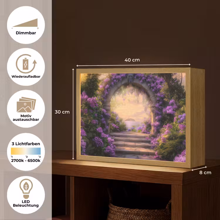 Poort - Paars - Bloemen Light Box met batterij (Wandlamp) middel -USP_websiteoverzichtDE