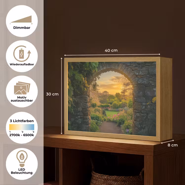 Poort - Planten - Zonsondergang Light Box met batterij (Wandlamp) middel -USP_websiteoverzichtDE
