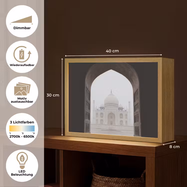 Poort - Symmetrische koepel - Minaretten - Moskee Light Box met batterij (Wandlamp) middel -USP_websiteoverzichtDE