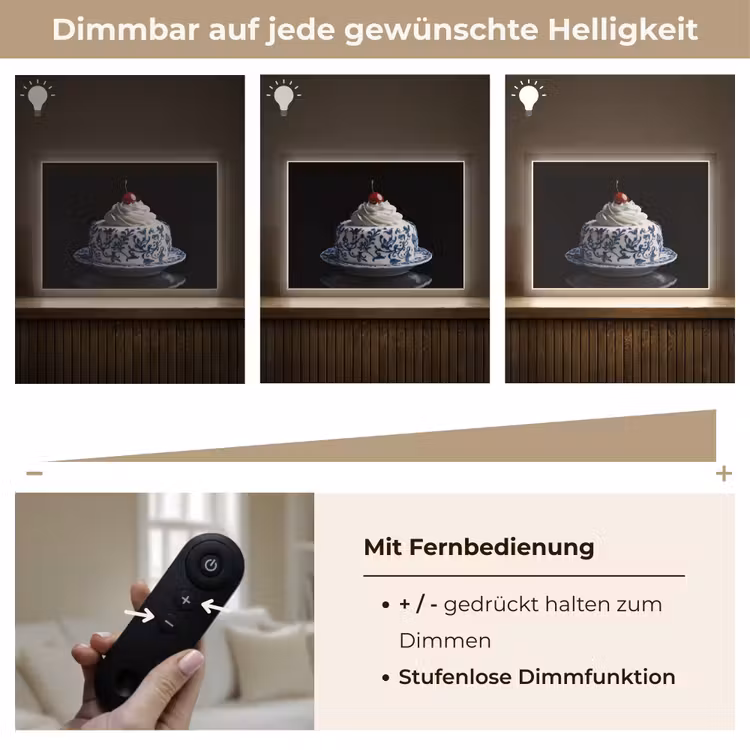 Taart - Slagroom - Kers - Bord - Delfts blauw Light Box met batterij (Wandlamp) middel -USP_dimbaarDE