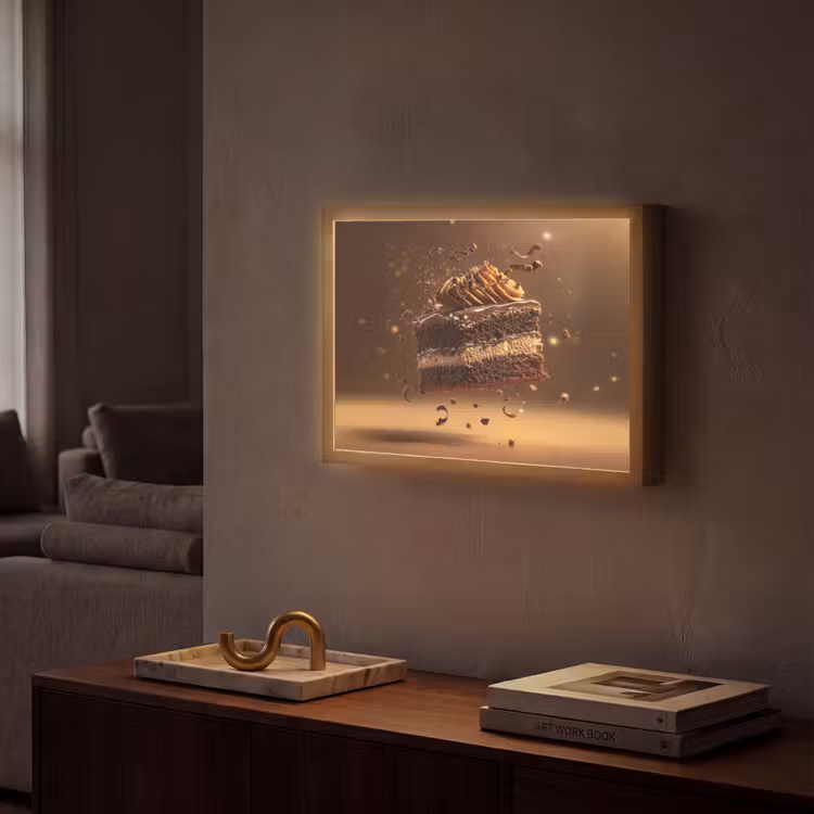 Taart - Chocolade - Eten - Brownie Light Box met batterij (Wandlamp) middel -sfeer1