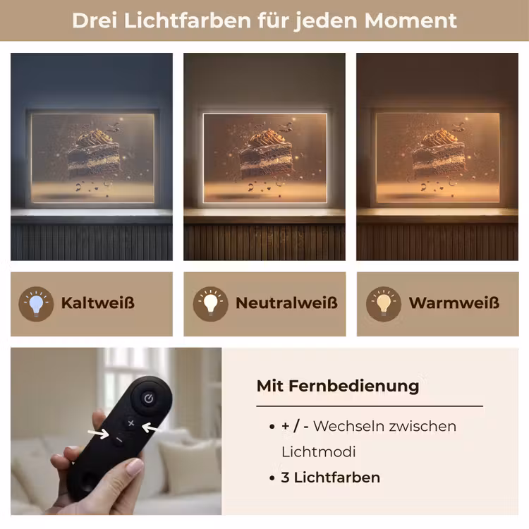Taart - Chocolade - Eten - Brownie Light Box met batterij (Wandlamp) middel -USP_lichtkleurDE
