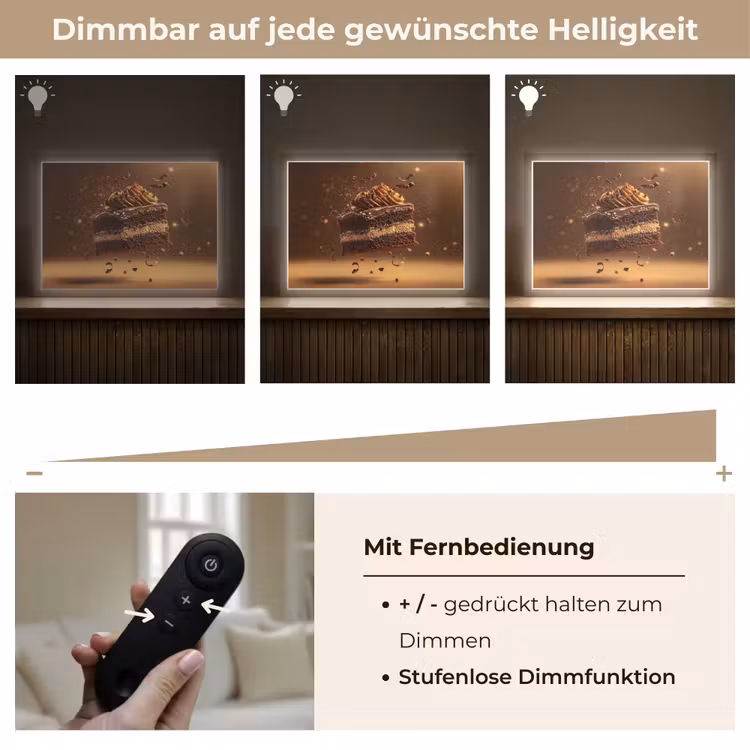Taart - Chocolade - Eten - Brownie Light Box met batterij (Wandlamp) middel -USP_dimbaarDE