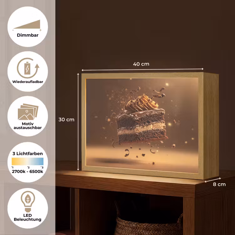 Taart - Chocolade - Eten - Brownie Light Box met batterij (Wandlamp) middel -USP_websiteoverzichtDE